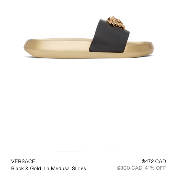 VERSACE Black & Gold 'La Medusa' Slides - Picture 9 of 12